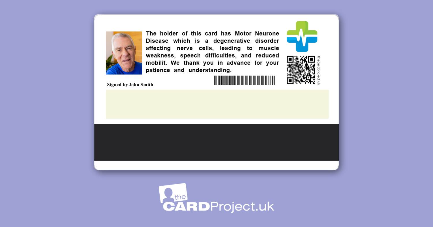 Premium Motor Neurone Disease Medical ID Card (REAR)